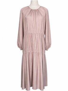 Anine Bing Sylvie Silk Midi Dress Beige Size Small New